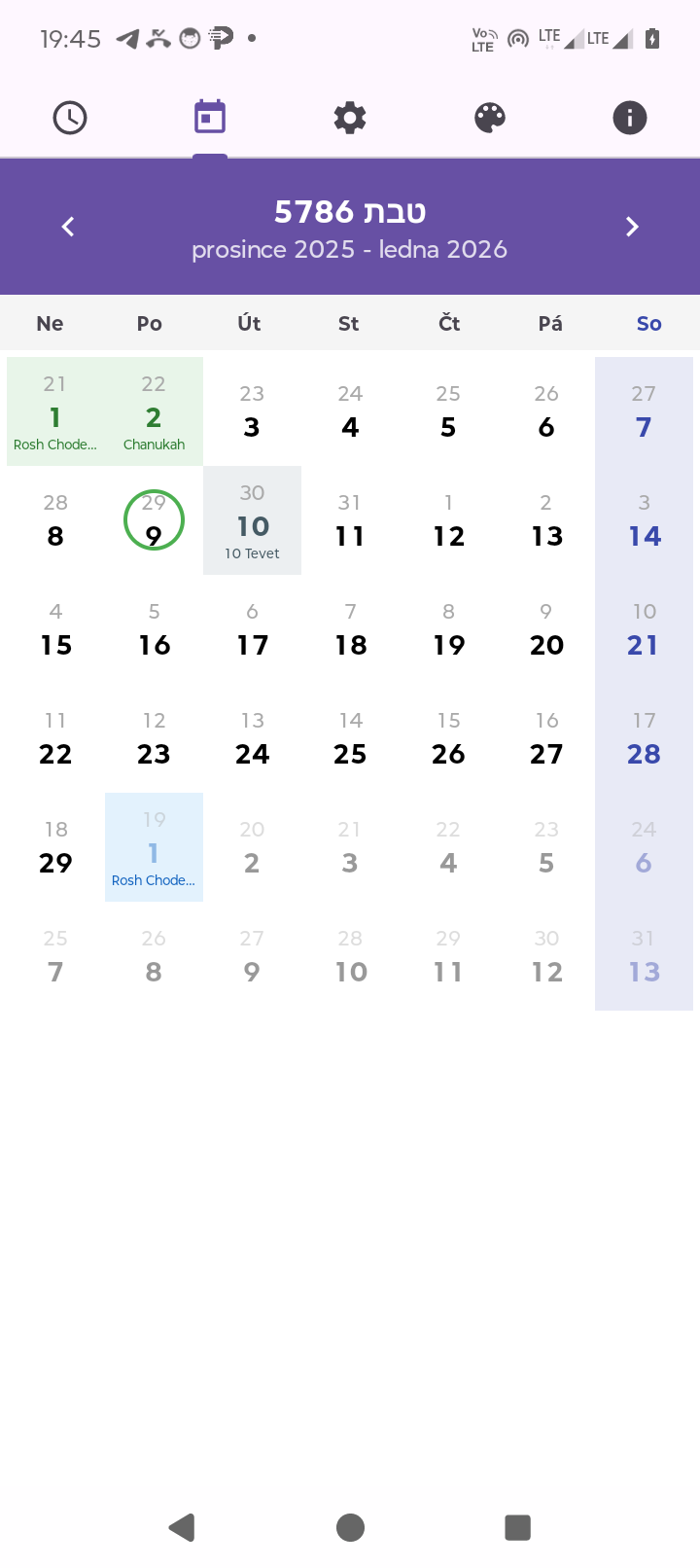 Hebrejský kalendář se svátky